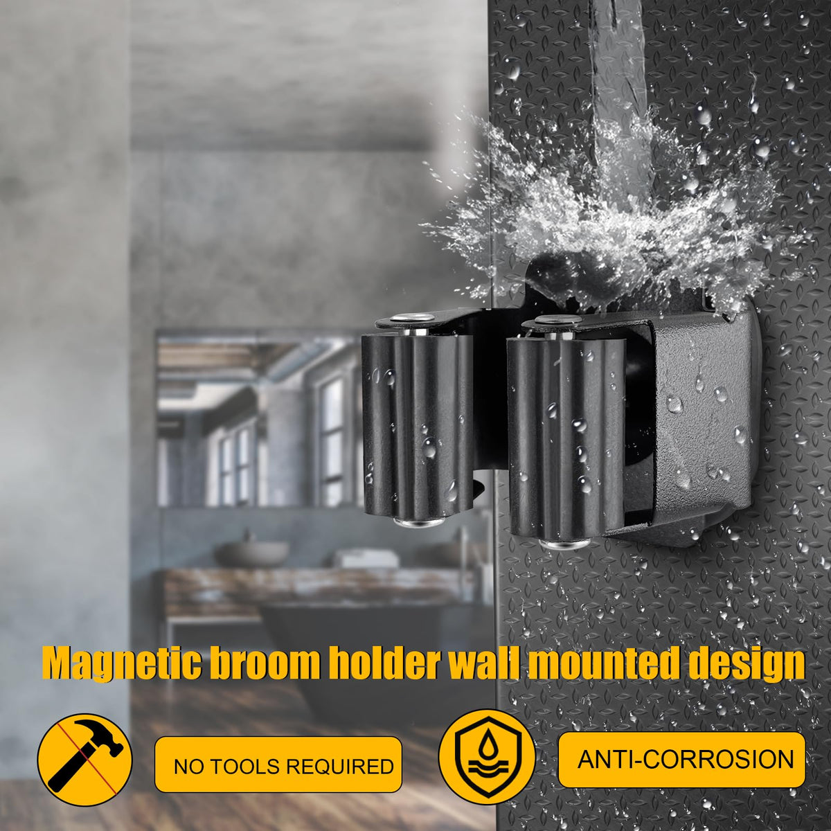 MagitcSee easy-access broom holder lets you grab essentials fast.
