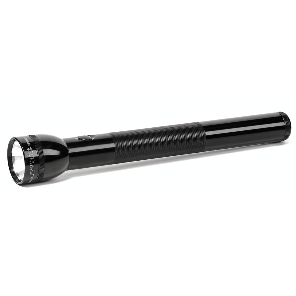 MagLite four-D flashlight with adjustable beam for precise spot or flood lighting.