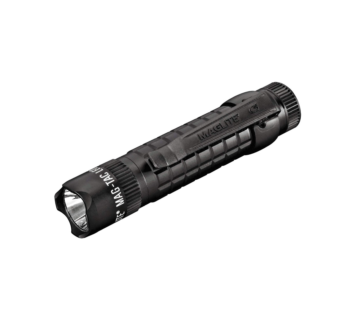 Maglite Mag-Tac 2-Cell CR123 LED flashlight beam reaches 217 meters with 378 lumens.
