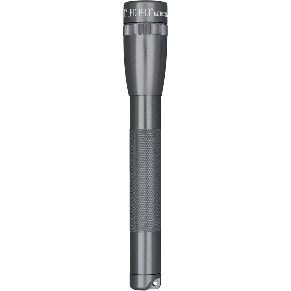 MagLite Mini MAG Pro flashlight with an anodized aluminum body for rugged outdoor use