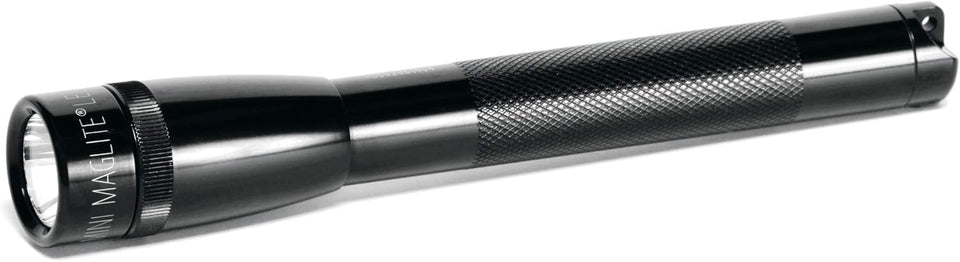 MagLite Mini Pro LED 2-Cell AA flashlight body, durable aluminum for rugged outdoor use.