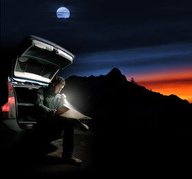 MagLite Mini Pro LED 2-Cell AA flashlight with flood beam for wide-area lighting.