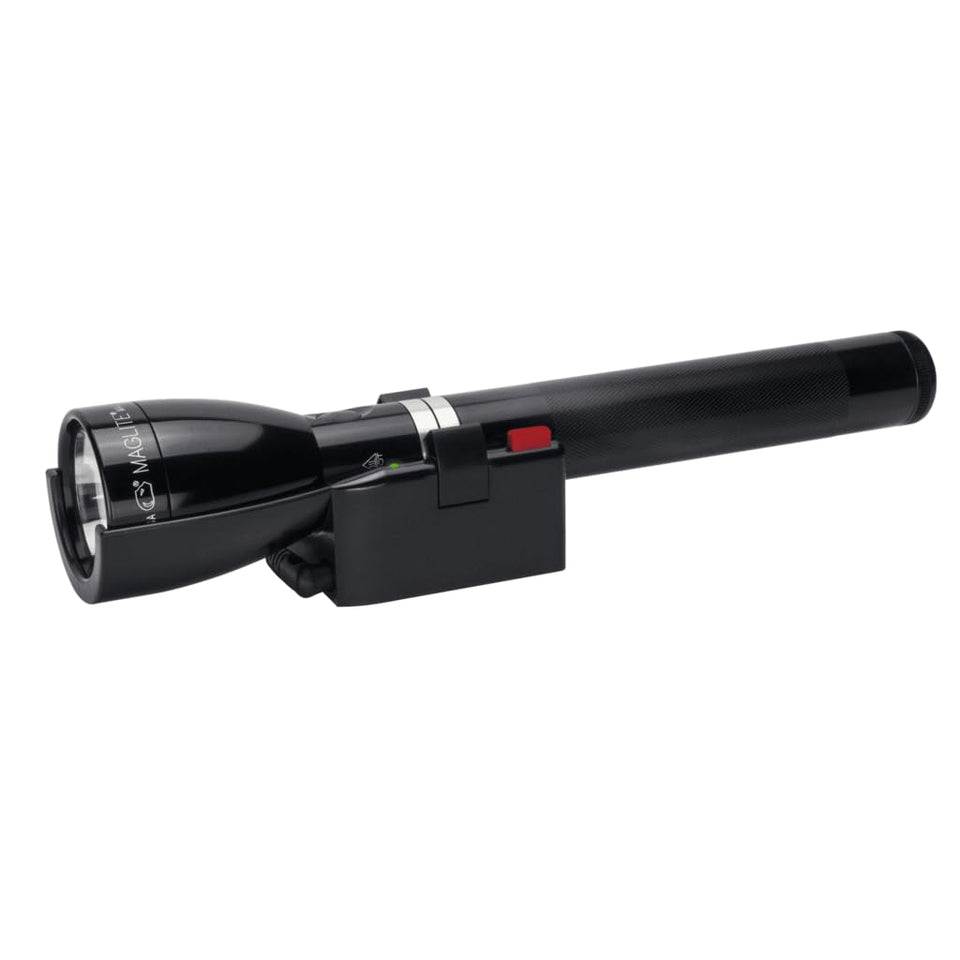 MagLite ML150LR front view showing rugged aluminum housing.