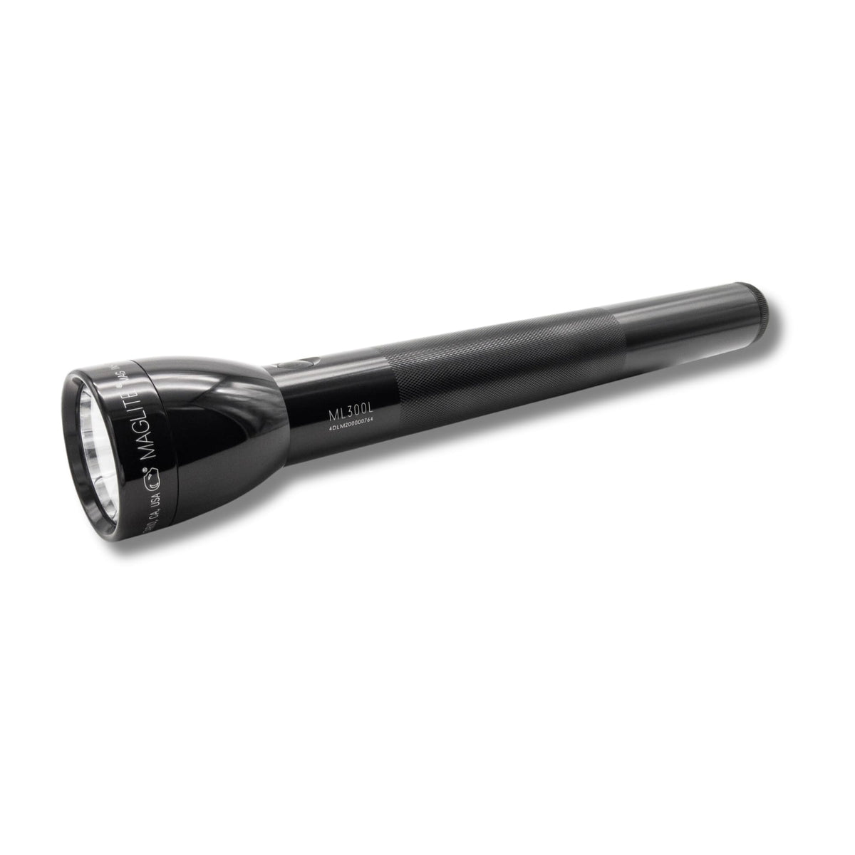 MagLite ML300L four-D cell battery compartment shown for reliable indoor and outdoor power.
