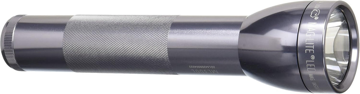 MagLite ML300L LED flashlight body with rugged aluminum construction for tough environments.