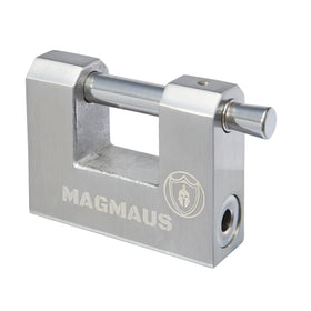 Magmaus RTL70 armoured padlock front view showing robust shackle and secure body
