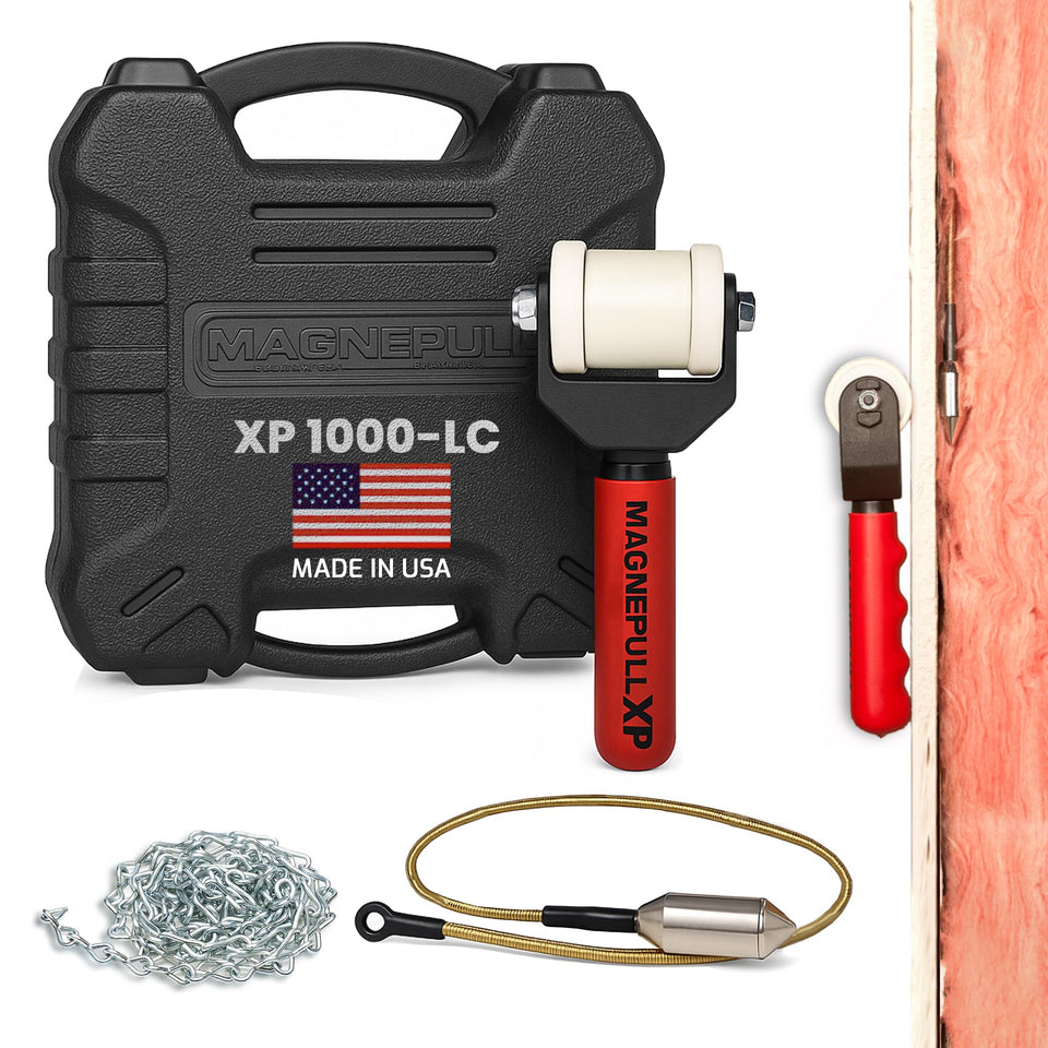 Magnepull XP1000-LC magnetic-pulling-head demonstrates strong magnet for easy cable navigation