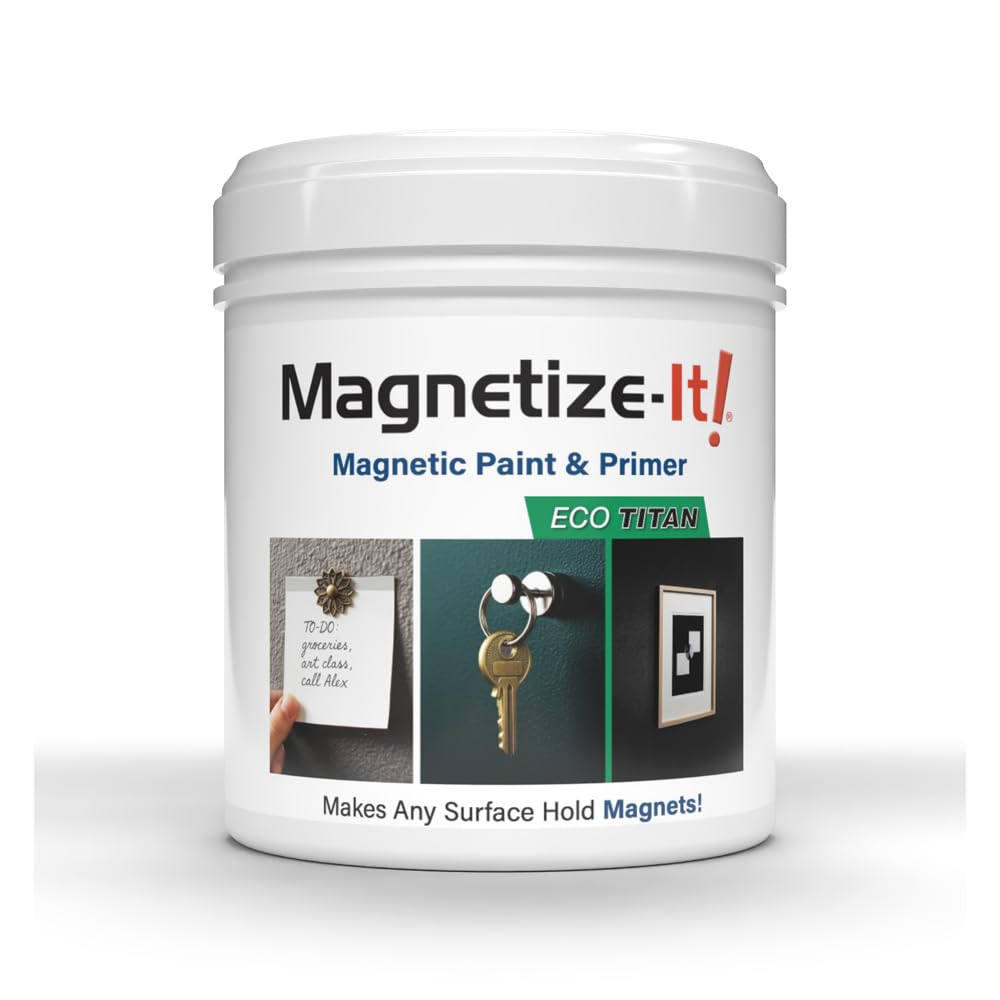 Magnetize-It! paint bottle close-up highlighting magnetic base formula for walls