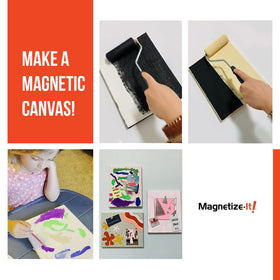 Magnetize-It! wall application shown with brush and roller tools on multiple surfaces