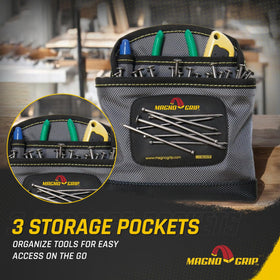 MagnoGrip interior magnets secure nails during carpentry tasks with easy reach.