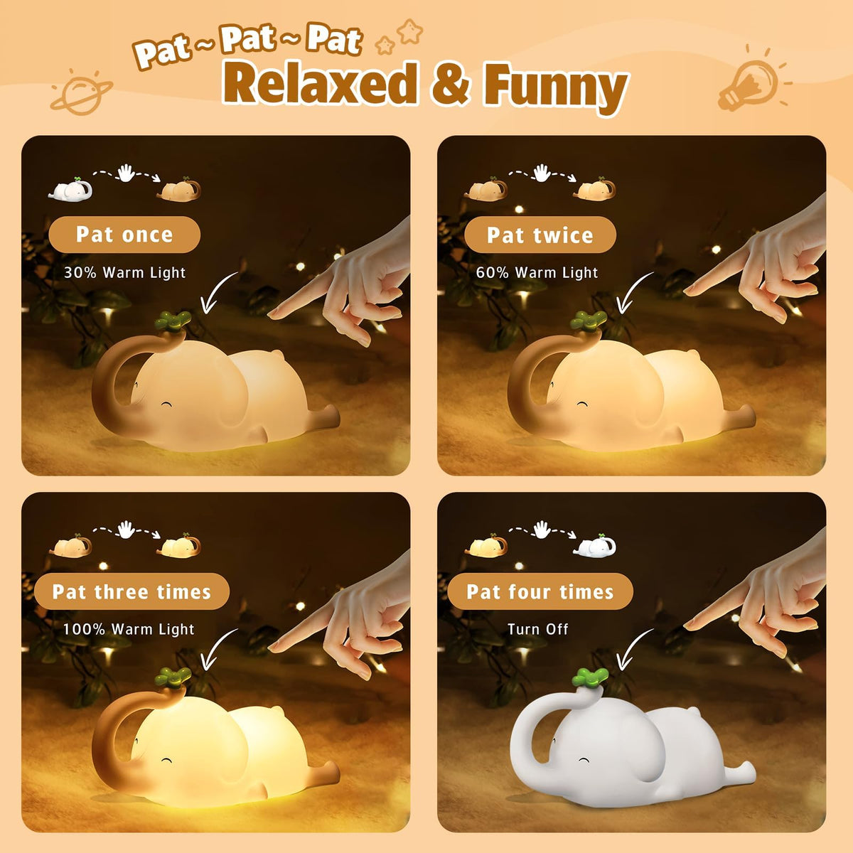MAGOHMT elephant night light portable and durable for travel.