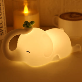 MAGOHMT elephant night light silicone body with soft glow for nursery.