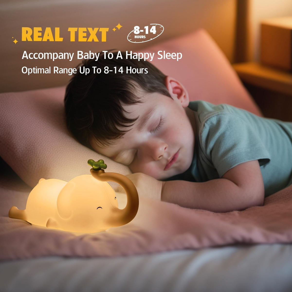 MAGOHMT elephant night light touch-control top for quick brightness adjustments.