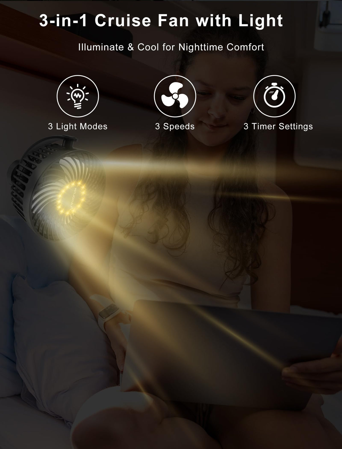 MAGOLFIN Breeze 12000mAh battery powers long-lasting operation and USB-C charging.