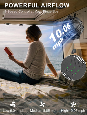 MAGOLFIN Breeze rotating-head delivers precise, 360° airflow wherever needed.