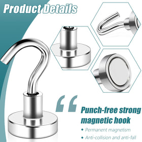 MAGXCENE hooks on a fridge demonstrate strong magnetic hold for easy storage.