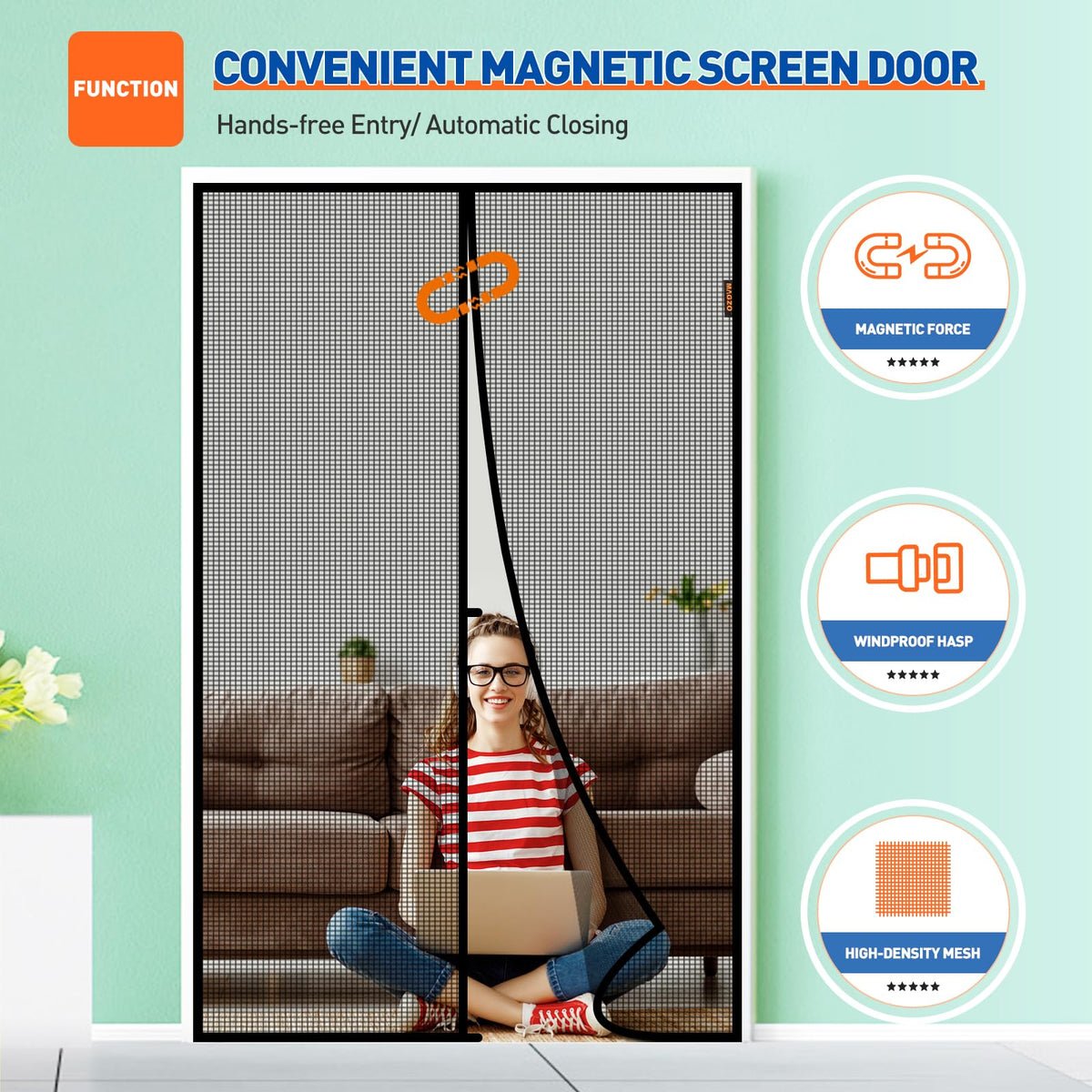 MAGZO actual screen size 50x97 inches shown for reference