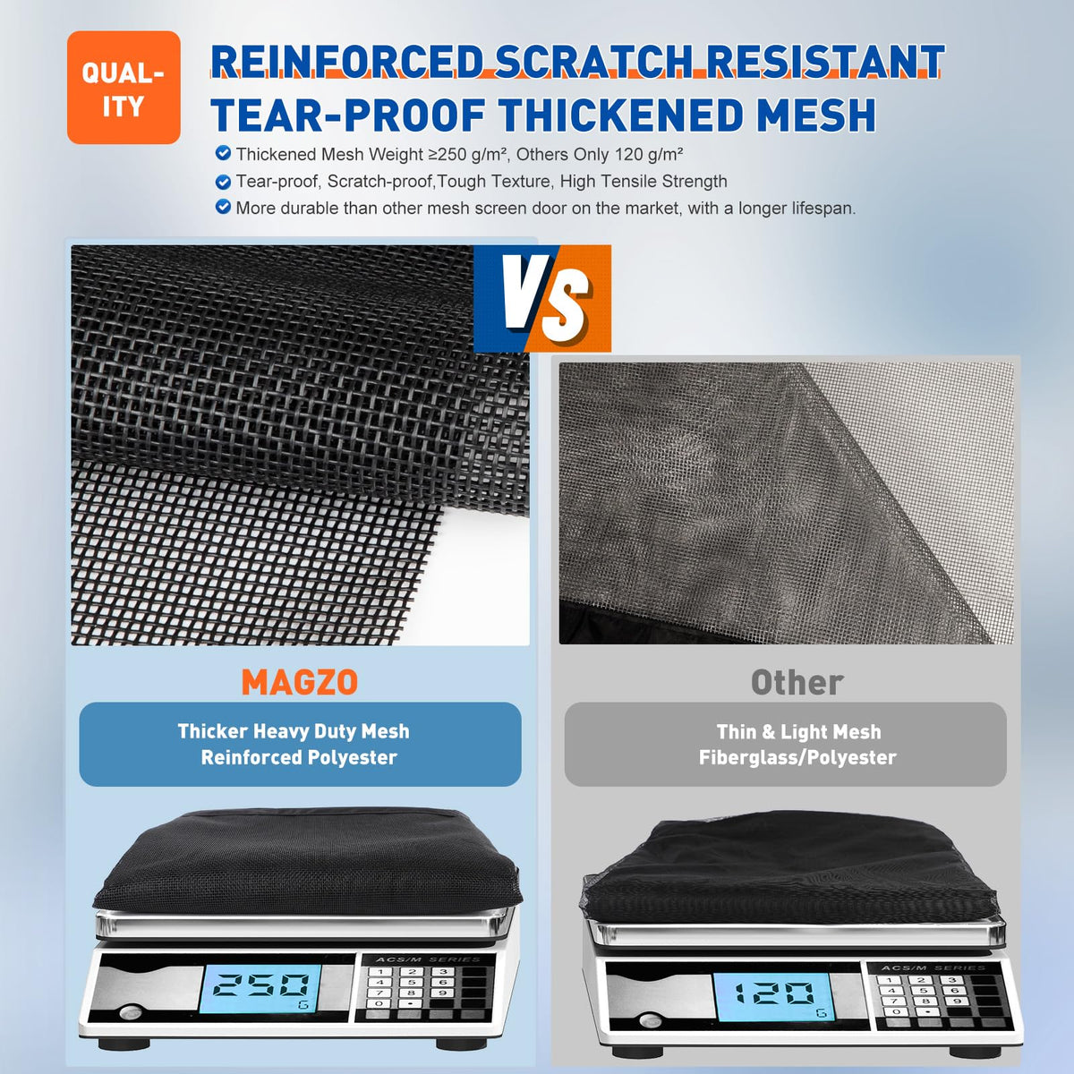 MAGZO 14x11 high-density mesh close-up showing tear resistance and long-lasting wear.
