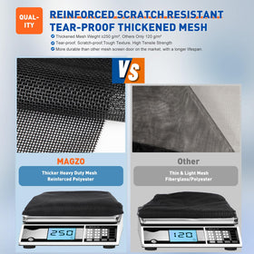 MAGZO 14x11 high-density mesh close-up showing tear resistance and long-lasting wear.