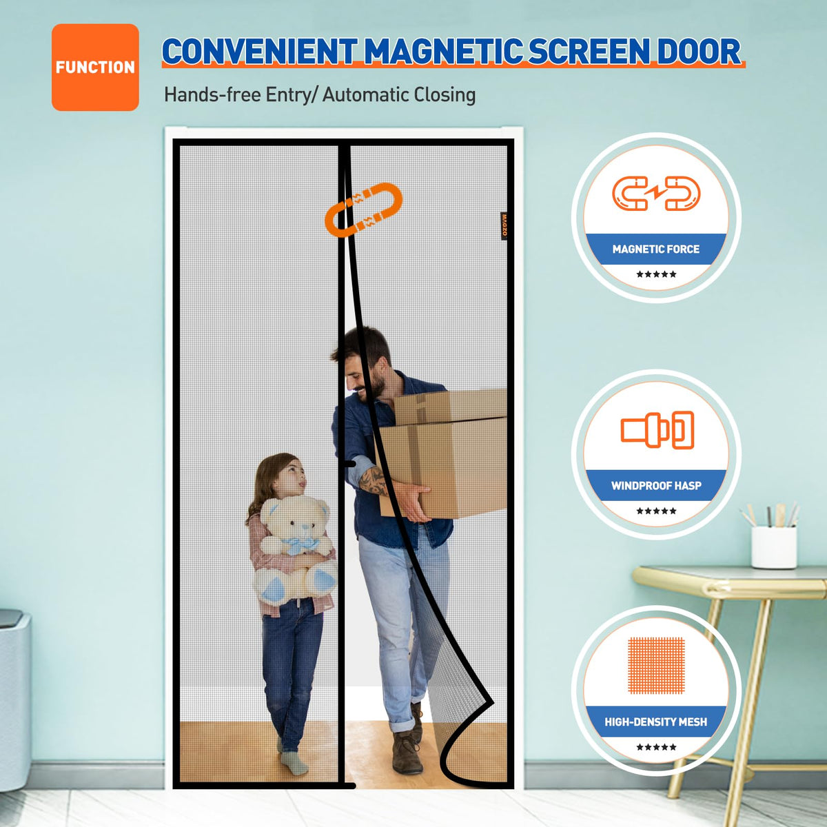 MAGZO easy installation with tape and pins for quick setup
