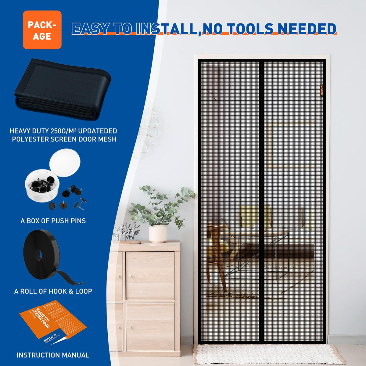 MAGZO fits doors around 36x82 inches for a snug, versatile setup.