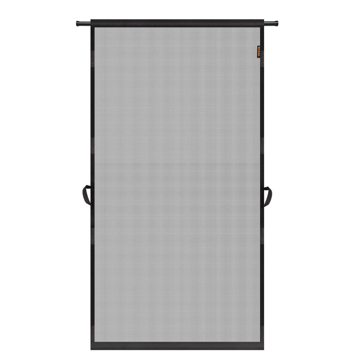 Magzo hanging screen door with adjustable tension rod for easy fit.