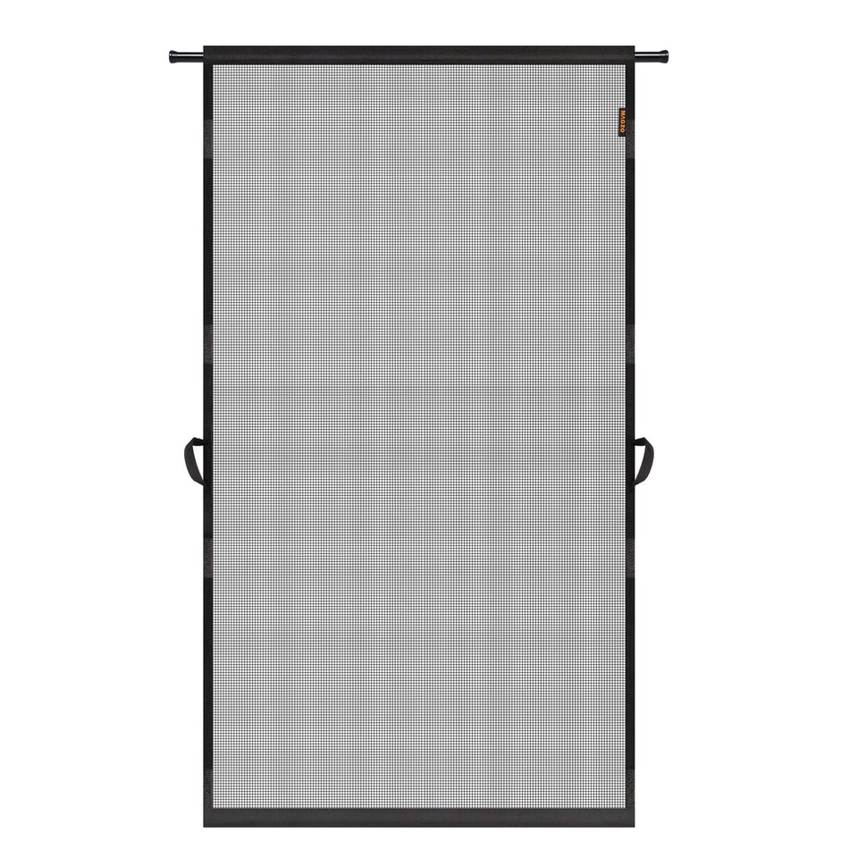 MAGZO hanging screen door installed on a door frame for quick setup and wide compatibility.