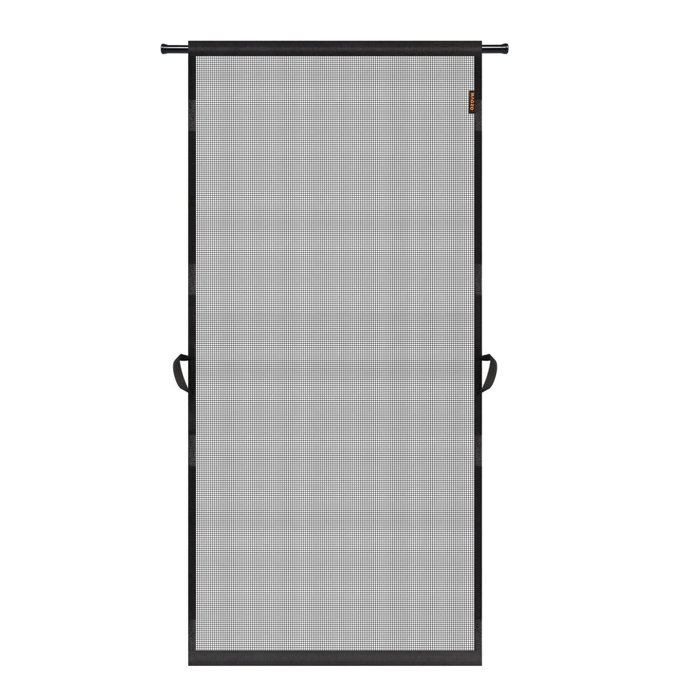 MAGZO hanging screen door overview showing adjustable width for 30x80 openings and breathable airflow.