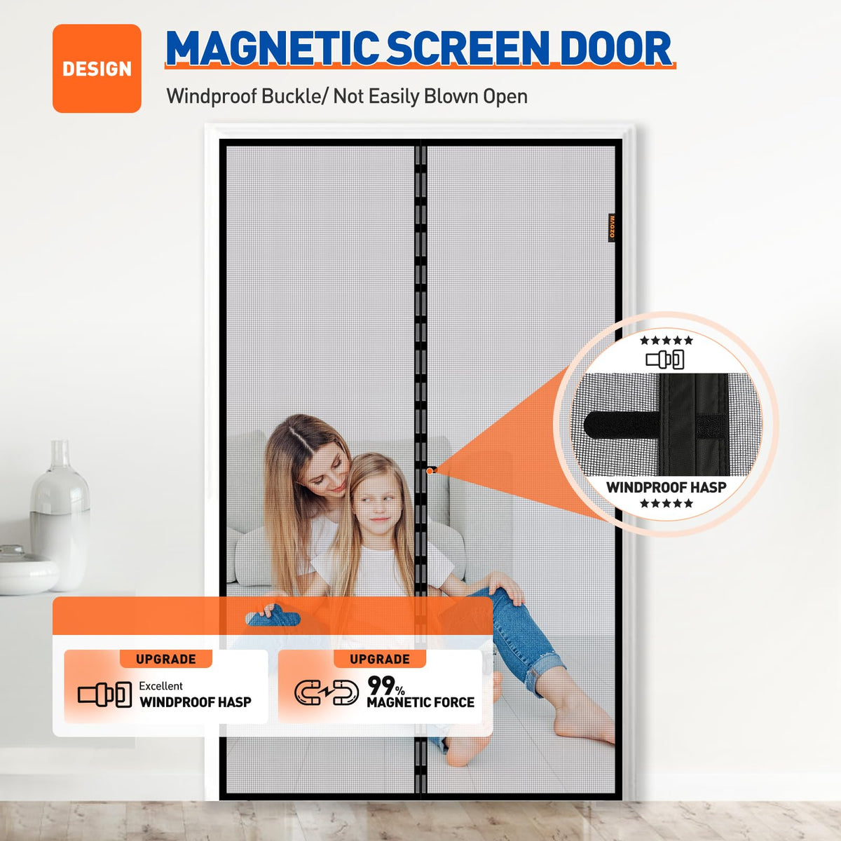 MAGZO full-frame hook-and-loop secures the screen for easy installation