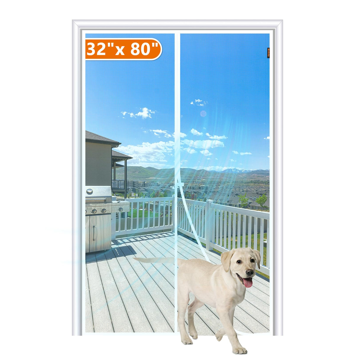 MAGZO magnetic screen door fits 34x81 for 32x80 openings with a secure fit.