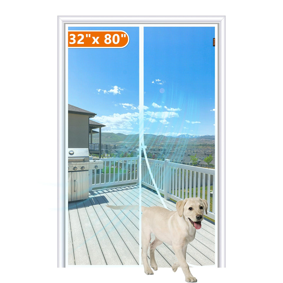 MAGZO magnetic screen door fits 34x81 for 32x80 openings with a secure fit.