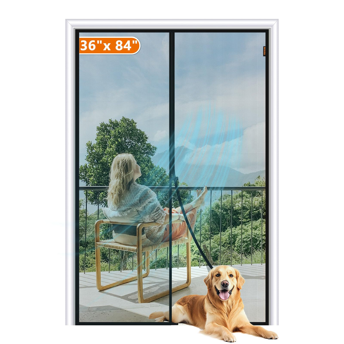 MAGZO magnetic screen door close-up of 38x85 mesh for durable airflow.