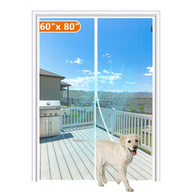 MAGZO magnetic screen door shown 60x80, smooth hands-free entry and automatic closure.
