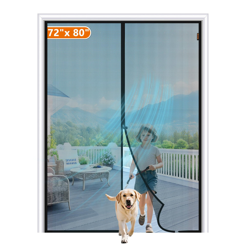 MAGZO magnetic screen door in full-frame black for hands-free entry.