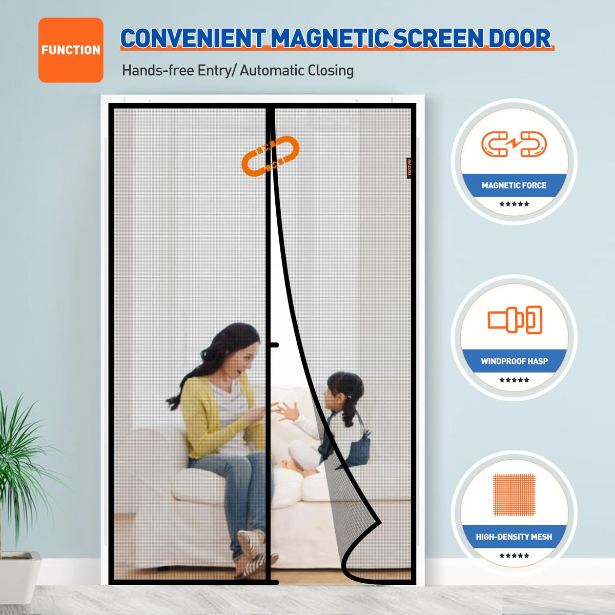 MAGZO pet and kid-friendly mesh enables safe, convenient doorway access