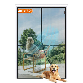 MAGZO magnetic screen door demonstrating strong self-closing magnets for hands-free entry.