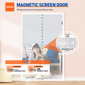 MAGZO windproof fasteners along midline keep the screen secure.