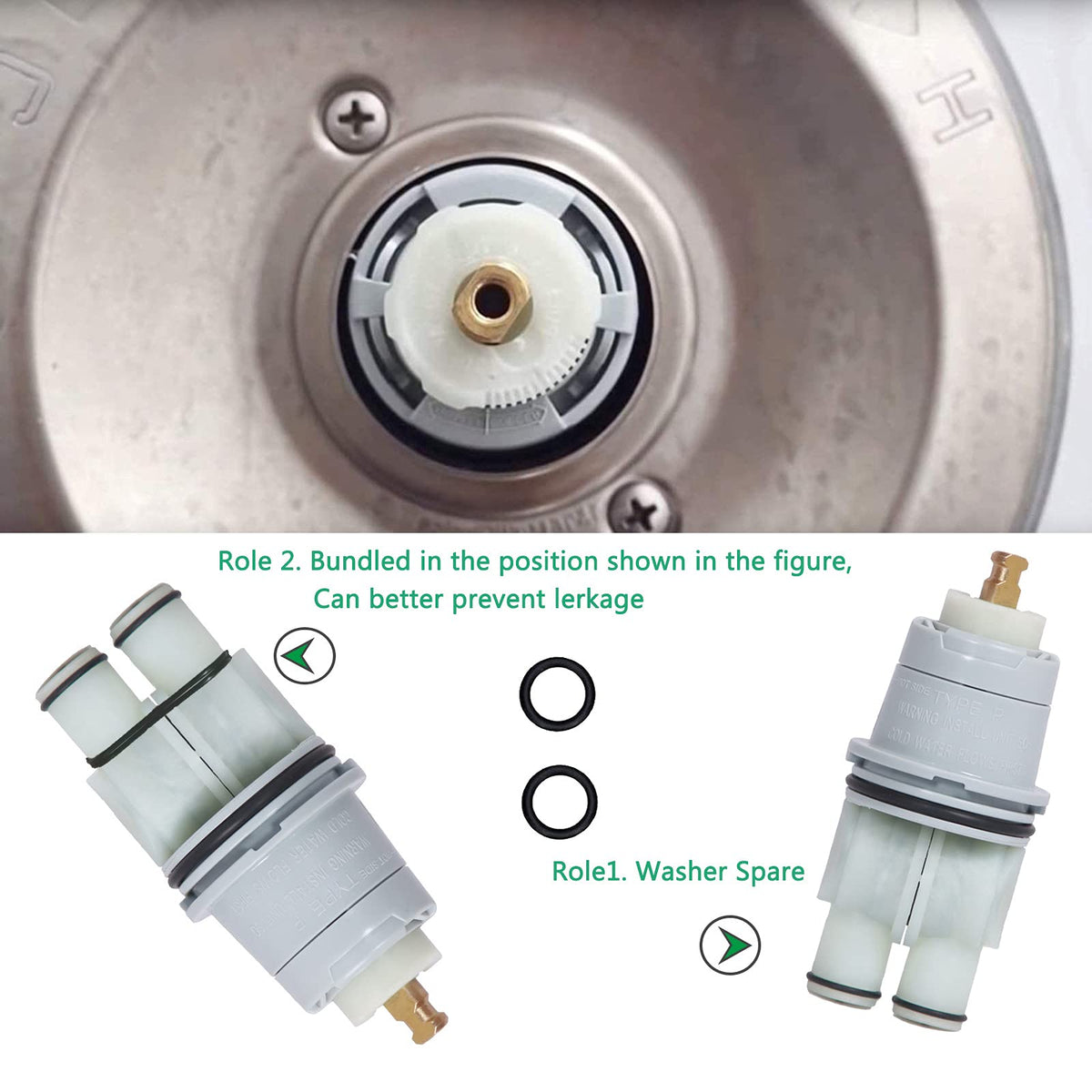 Mahua RP46074 valve cartridge keeps showers consistent under changing pressures.