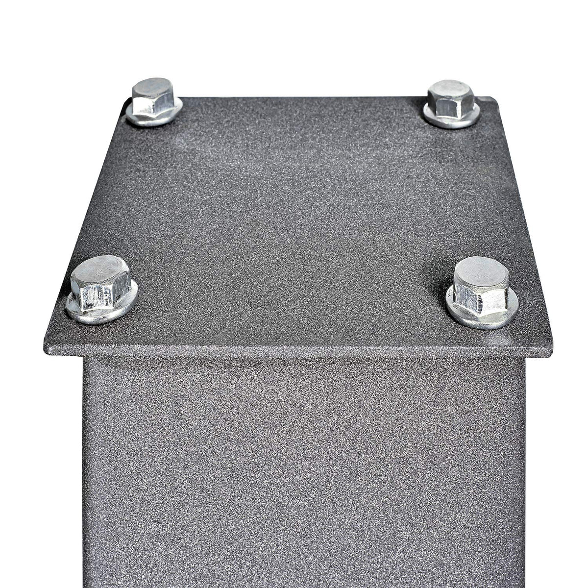 Mail Boss 7120 post shown with mounting bolts ready for use.