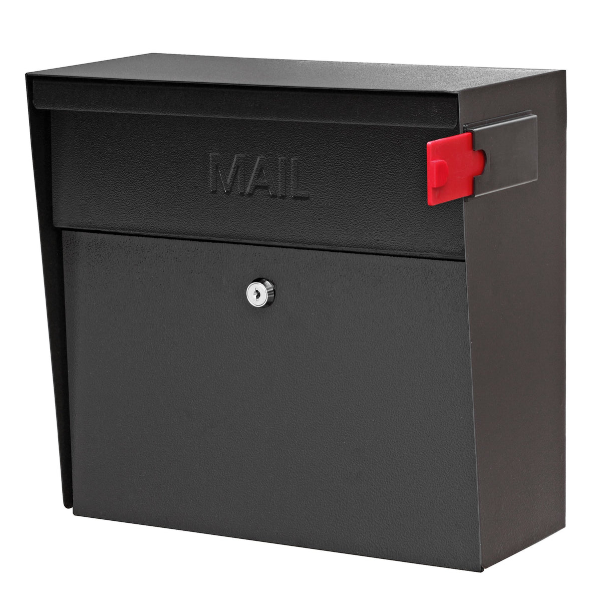Mail Boss 7162 Metro black exterior with secure locking for privacy.