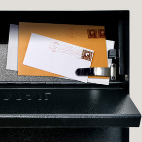 Mail Boss 7162 Metro weather-resistant powder-coated finish protects mail.