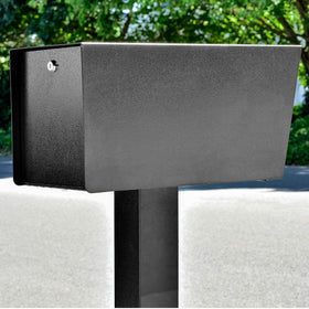 Mail Boss 7536 Street Safe Latitude baffle door demonstrates mail bundles and small package acceptance.