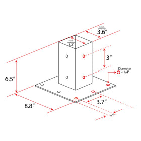 Mail Boss Black 7155 base plate installed on surface, ideal for curb or sidewalk mounting.