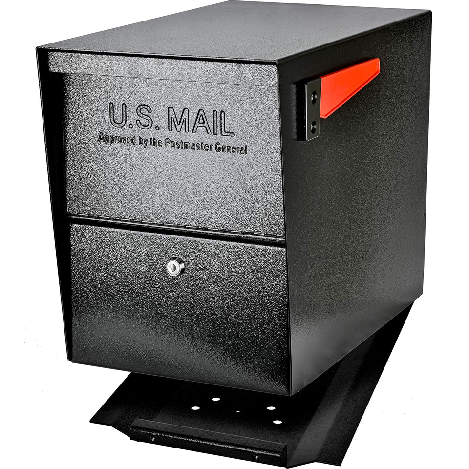 Mail Boss Package Master curbside mailbox front view showing secure mail and parcels