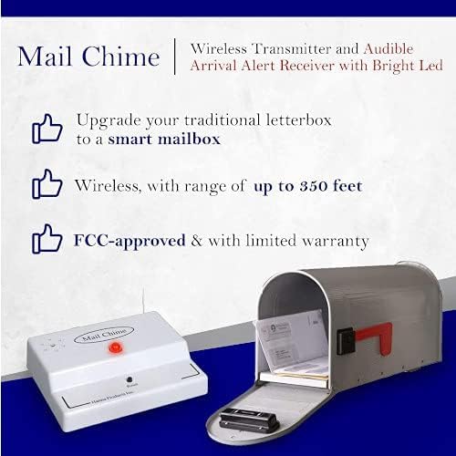 Mail Chime MAIL-1200 red LED indicator signals new mail.