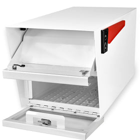 Baffle door design capable of accepting small packages for secure delivery.