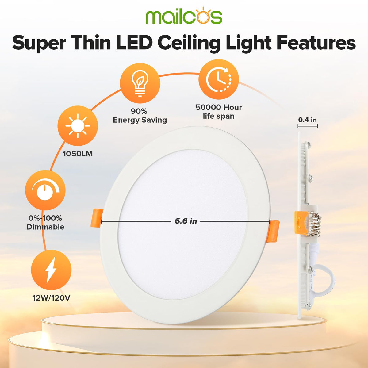 MAILCOS 1050LM dimmable downlight delivering bright energy-efficient illumination.