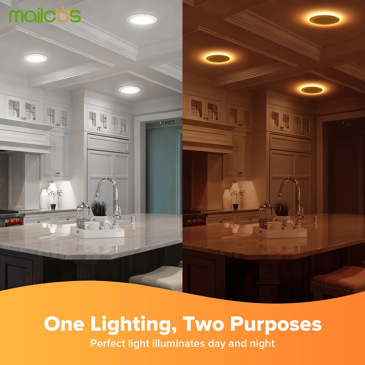 MAILCOS 6 inch downlight with 5 CCT switch for flexible room lighting