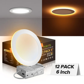 MAILCOS 12 pack 6 inch downlight with night light glow for cozy evenings