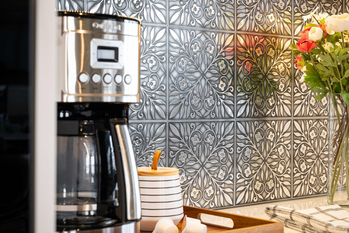 Main Street 24-tile set provides versatile coverage for backsplashes and walls.